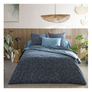 Origin Parure de lit imprimée en bambou bleu 140x200cm