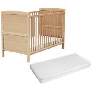 Ateliers T4 Lit bébé évolutif en bois avec matelas en bois Hêtre Verni