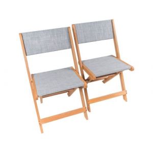 Habitat et Jardin Chaise pliante en bois exotique Seoul - Maple - Gris - Lot de 2