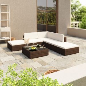 VidaXL Mobilier de jardin R&eacute;sine tress&eacute;e 15 pcs Marron