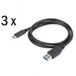 Digitus Cable USB-A 3.0 a USB-C 1M 3 Unidades Negro