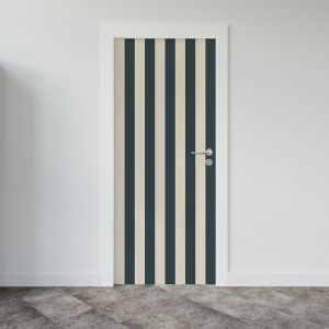 Plage Sticker porte, rayures Noir et Beige, bande noir beige, 204 cm X 73 cm