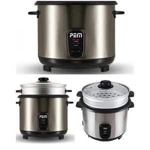 PEM Cuiseur &agrave; Riz &iquest; INOX - 1.8L - 700W - Arr&ecirc;t automatique - Rev&ecirc;tement antiadh&eacute;sif Cuiseur &agrave; riz et vapeur acier inoxydable