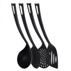 Wadiga Set de 4 ustensiles de cuisine Noir