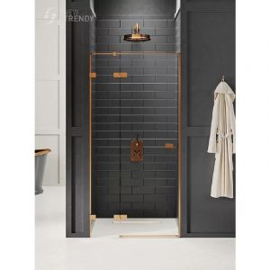 Porte de douche 80 cm cuivre bross&eacute; pivotante droite TAHITI COPPER BRUSHED