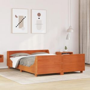 VidaXL Cadre de lit avec tête de lit cire marron 140x190cm bois de pin, lit, mobilier de chambre à coucher, lit en bois, lit double