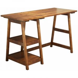 Bobochic Bureau ZONI Noyer Marron Etag&egrave;re Pieds en bois Fonctionnel