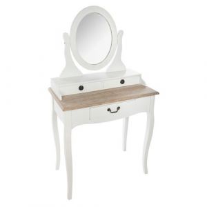 Pegane Coiffeuse de 3 tiroirs en bois coloris blanc/chene - Dim : L.74 x l.40 x H.135 cm