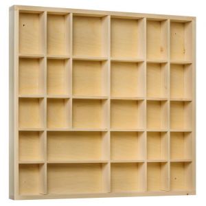 Creative Deco Vitrine Murale Petite Etagere Bois Non Peint 28 Compartiments 44,5x40x3cm