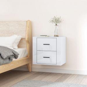 VidaXL Table de chevet murale Blanc brillant 50x36x47 cm