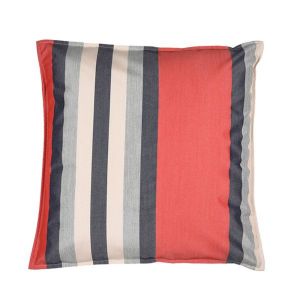 Moyen coussin carré 60 x 60 cm - 100% Coton- Rouge/Gris
