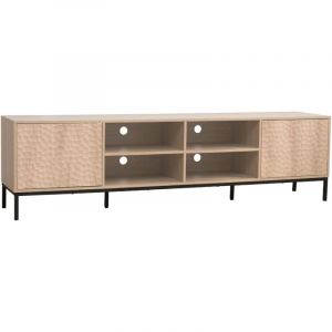 Oviala Meuble tv rectangulaire 2 portes L200 cm bois clair