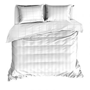 De Witte Lietaer Parure Zygo Housse de Couette + 2 Taies d'Oreiller avec Volant Coton Peigné Blanc 200 x 220 cm