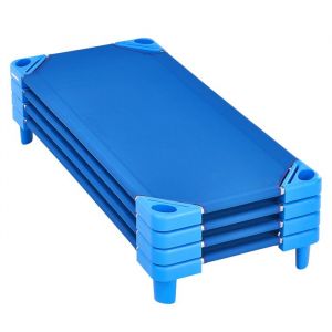 Lit pour Enfant - DUOKU - Empilable - Lot de 4 - 132 lb - Bleu - 130 x 57 cm