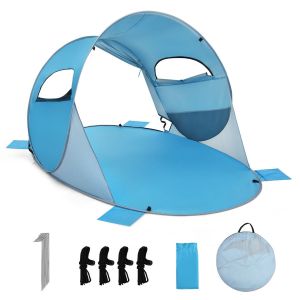 Coast Pop-Up Beach Tent Tente parasol pour 3-4 personnes - UPF 50+ Silver Coating - 220 x 159 x 115 cm - Bleu