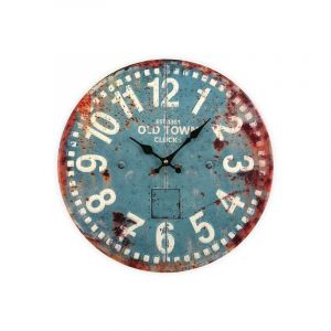 Image de Declikdeco Horloge murale bleue rétro d.40cm