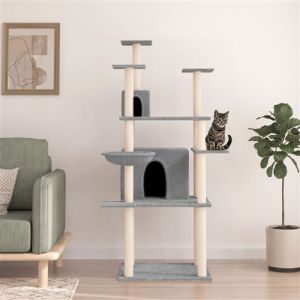 VidaXL Arbre &agrave; chat avec griffoirs en sisal Gris clair 166 cm