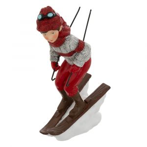 Déco de Noël Figurine Skieur en résine H 20.5 cm