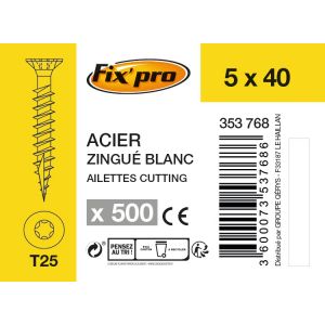 Image de Fix'Pro Vis à bois tête fraisée TX - 5x40 - 500pces - Fixpro