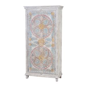 Décoration d'Autrefois Armoire manguier détails vieillis tons pastel