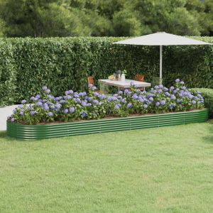 VidaXL Jardini&egrave;re de jardin Acier enduit de poudre 523x140x36 cm Vert