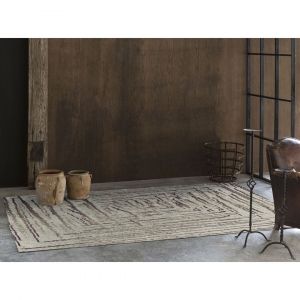 Naf Naf Tapis beige moderne plat rayé Kaos 120x170 Beige