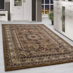 Homebyhome Tapis Salon 200x300 Tapis Chambre Vintage Tapis Oriental Beige 200x290 cm - Tapis Poil Court Salle de Séjour Ornament Bordüre Concevoir Doux et Moelleux - Tapis Cuisine Moquette à Poils Ras