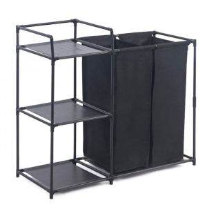 Herzberg - Trieur de Linge à 2 Sacs Détachables Avec Etagère de Rangement 3 niveaux HG04531