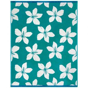 Serviette de plage éponge Velours Jacquard Bleu Bargara 140x180