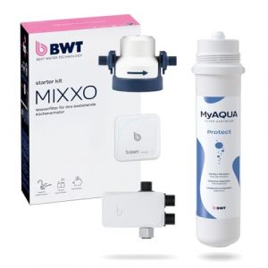 BWT MIXXO Starter Kit "Protect" | filtre eau robinet avanc&eacute; | filtre robinet domestique compact | syst&egrave;me moderne de filtration eau | cartouche filtre eau facile &agrave; installer sous &eacute;vier