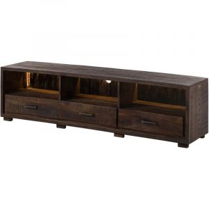 Massivmoebel24 - bark 217 Meuble tv en bois d'acacia - laqu&eacute; / marron fonc&eacute; 175x40x47