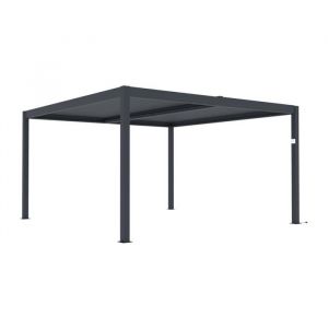 Vente-unique - Pergola bioclimatique autoportante électrique anthracite en aluminium avec lames orientables 15,6 m² - amadora