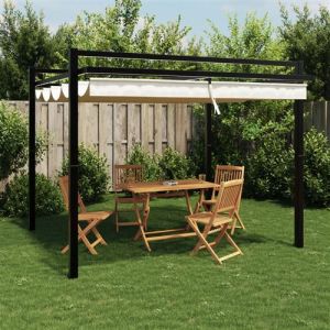 VidaXL Tonnelle de jardin avec toit rétractable crème 3x3 m aluminium