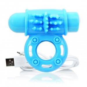 Screaming'o Anneau Vibrant Bleu Rechargeable