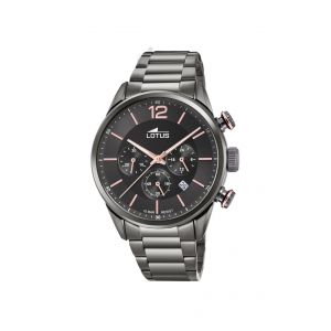 Lotus Montre L18686-2 - CHRONO Dateur,Chronographe Acier Gris Cadran Noir Homme