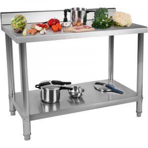 Royal Catering Table Adossée Inox Avec Étagère Professionnelle Plan De Travail 100*60cm 114 kg