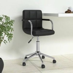 Image de VidaXL Fauteuil de bureau pivotant en cuir synthétique noir et acier chromé avec finition noire