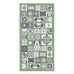 Tapis vinyle style carreaux ciments vert 160x230cm
