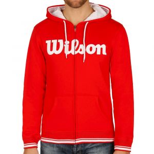 Image de Wilson Homme Sweat-Shirt à Capuche, M TEAM SCRIPT FZ HOODY, Coton, Polyester, Rouge Red)/Blanc, Taille XL, WRA765904