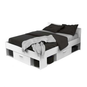 conforama lit 140x190 200 cm chicago coloris blanc comparer avec touslesprix com