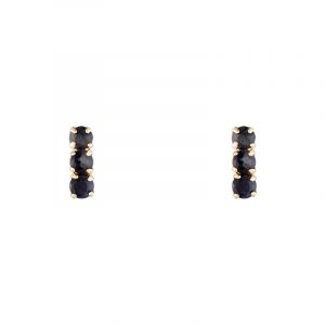 By Colette - Boucles d'oreilles Trio de puces Saphirs 0.24 ct or jaune