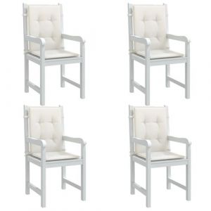 VidaXL Coussins De Chaise À Dossier Bas Lot De 4 Crème Mélangé Tissu
