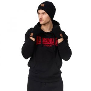 Lonsdale Deazley Ensemble Bonnet et Gant Unisexe, Noir, S-M Mixte