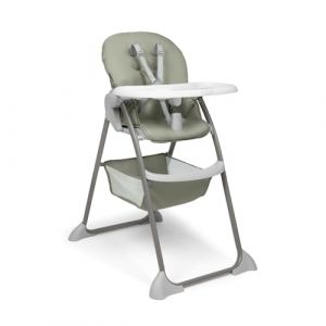 Hauck Sit N Fold – Chaise Haute Bébé Pliable dès 6 Mois jusqu’à 15 kg, Harnais 5 Points, Dossier et Tablette Réglables, Plateau avec Porte-Gobelet et Rebord, Grand Panier - Sauge
