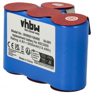 Vhbw Batterie remplacement pour Vileda 4SC3000 pour robot &eacute;lectrom&eacute;nager (3000mAh, 4,8V, NiMH)