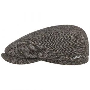 Stetson Casquette Belfast Herringbone Homme - Made in The EU Casquettes Gavroche Bonnet pour avec Visiere, Doublure, Doublure Automne-Hiver - 56 cm Marron Fonce