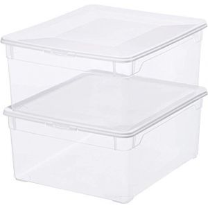 Image de Rotho Lot de 2 Pull Clear Box 18 L Couverture QR Code AppMyBox-2 x 18 L. Volume (Lxlxh) 40x33,5x17 cm Boîte de rangement trans