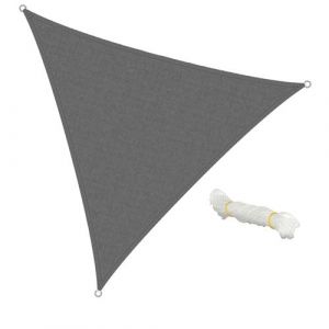 ECD Germany Voile d'ombrage Toile Tendue Parasol Triangulaire 3,6x3,6 m Gris HDPE Anti UV Câbles de Tension Compris Auvent Pare Soleil de Protection pour Balcon Terr e Jardin Cour