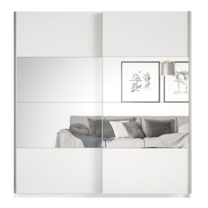 Armoire design 180cm. 2 portes avec miroirs modulables. Couleur blanc mat. Collection EOS - Blanc