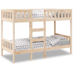 VidaXL Lit superposé 75x190 cm Bois de pin massif, cadre de lit superposé bas, meubles de chambre à coucher, cadre de lit superposé avec marches